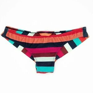 Colorful‎ Striped Cheeky Swimsuit Bottoms Size Medium Summer Bikini Bottoms